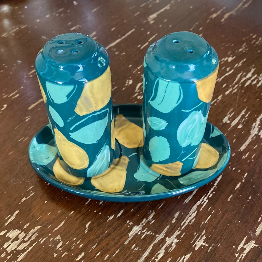 Anthropologie Christmas Holly Pear Salt and Pepper Shakers